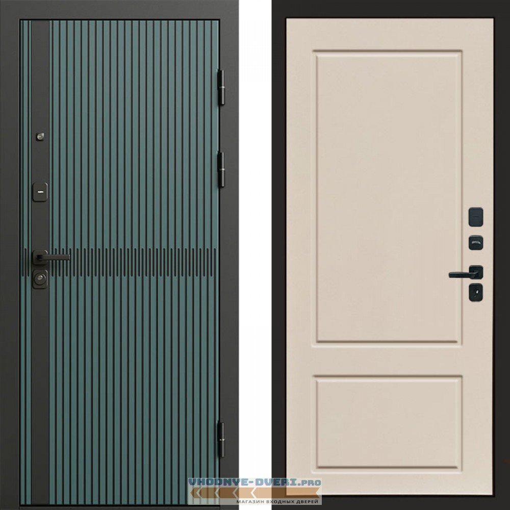 Дверь входная Termo Door ГРАУНД Velutto Verde Бетон Марсель Слоновая кость